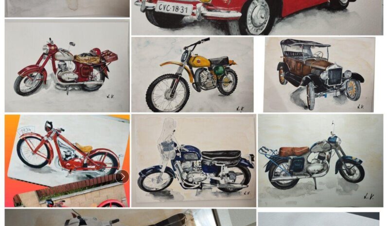 Kresba Veteránů Na Zakázku Retroride: Veterány, Historická, Klasická I Sportovní Auta.